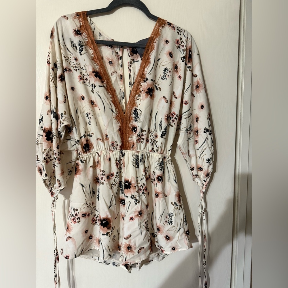 Cheekie Boutique Floral Dress with Lace Trim